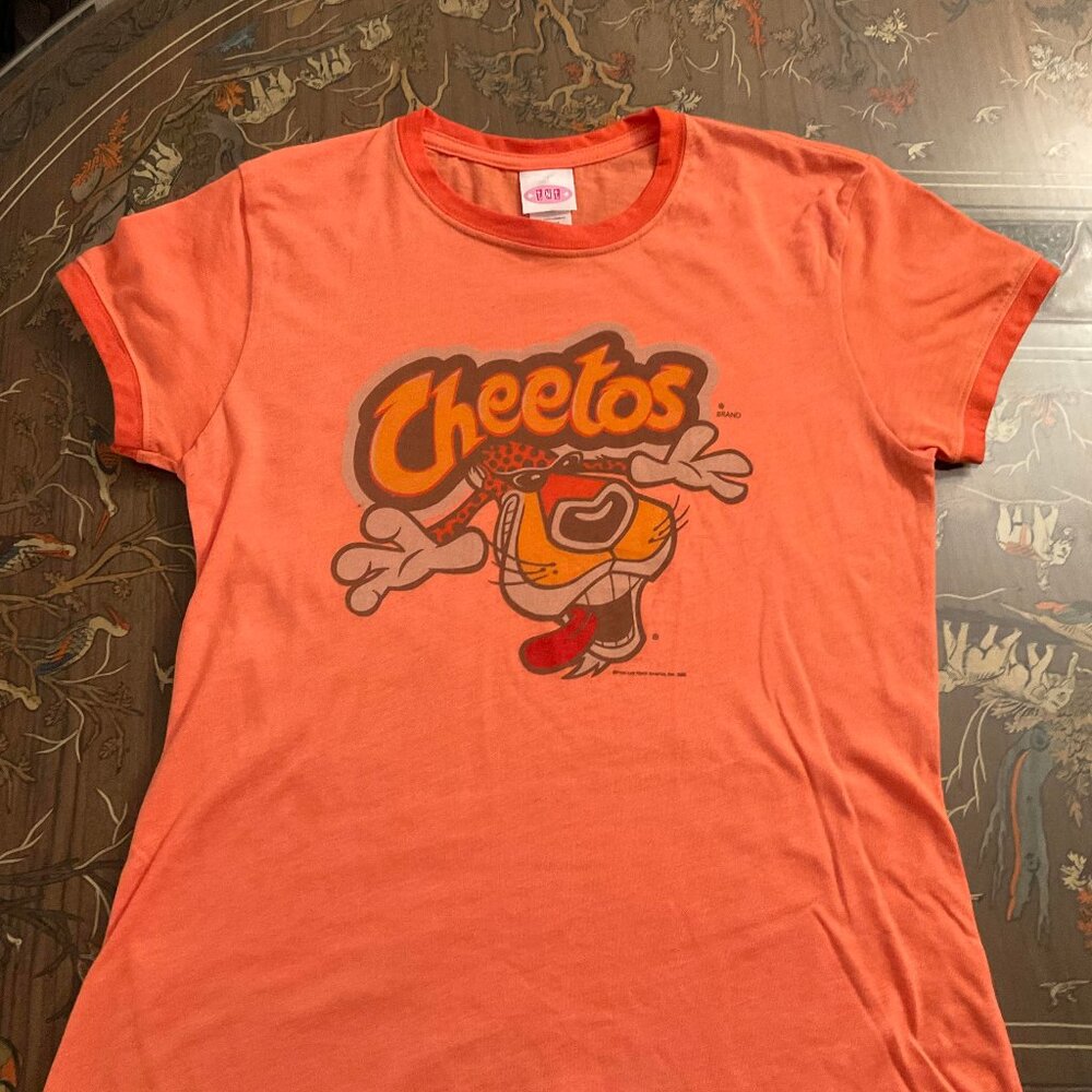 Bold Orange 'Cheetos' Graphic Tee - Size L